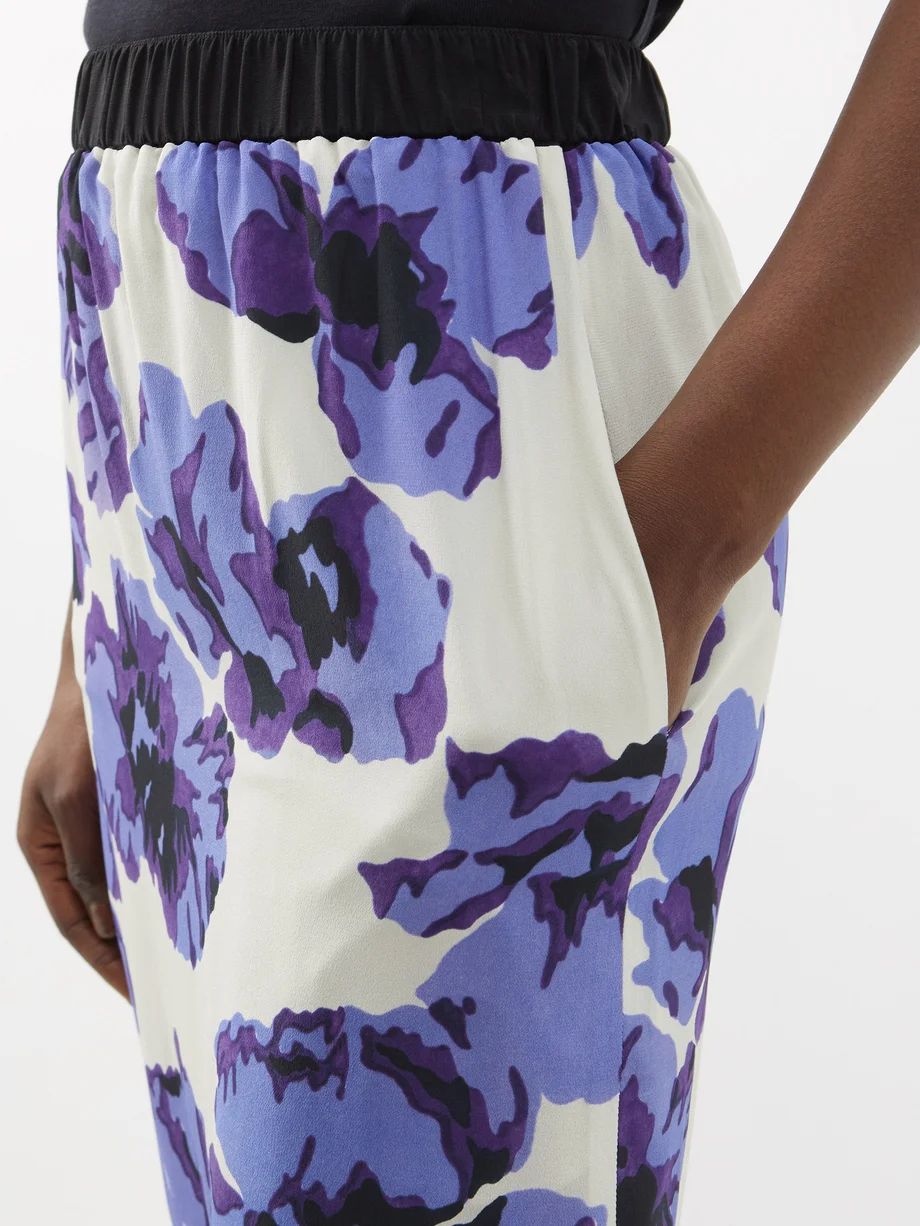 Purple iris-print silk pencil skirt | Matches (US)