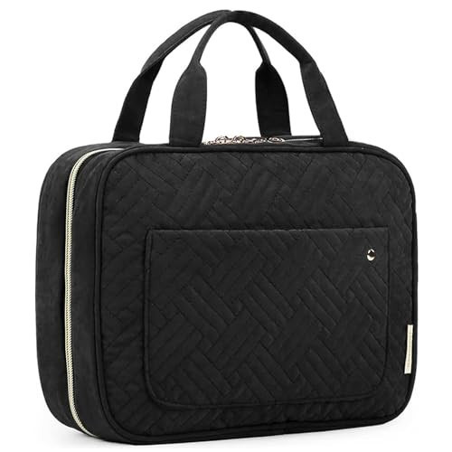 BAGSMART Large Toiletry Bag Travel Bag with Hanging Hook, Water-resistant Makeup Cosmetic Bag Travel Organizer for Accessories, Shampoo, Full Sized Container, Toiletries | Amazon (US)