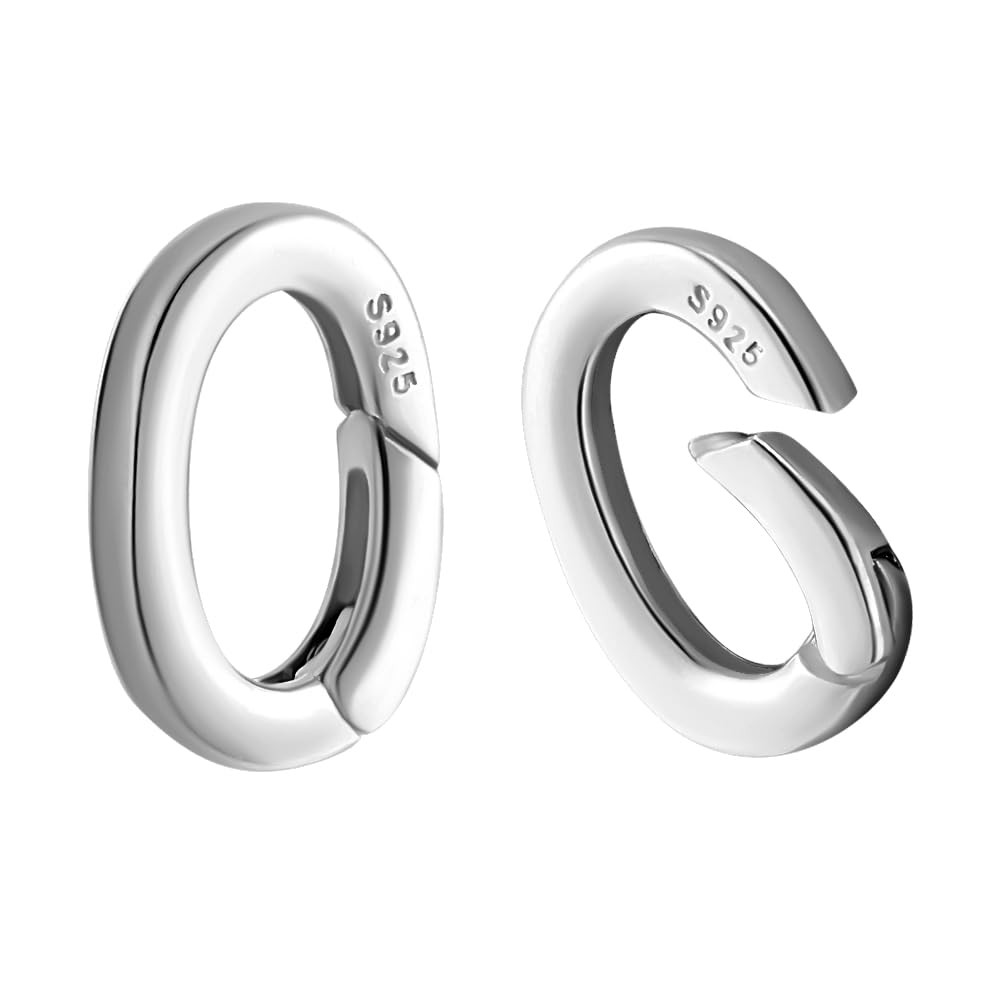 PH PandaHall 2Pcs Sterling Silver Oval Spring Gate Rings Connector Necklace Enhancer Shortener Cl... | Amazon (US)