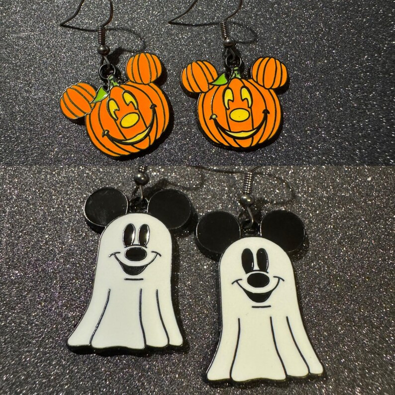 Mickey Pumpkin & Ghost Inspired Dangle Earrings - Not so Scary, Boo to You, Halloween, Spooky Sea... | Etsy (US)