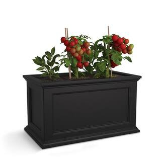 Fairfield 20 in. x 36 in. Self-Watering Black Polyethylene Planter | The Home Depot