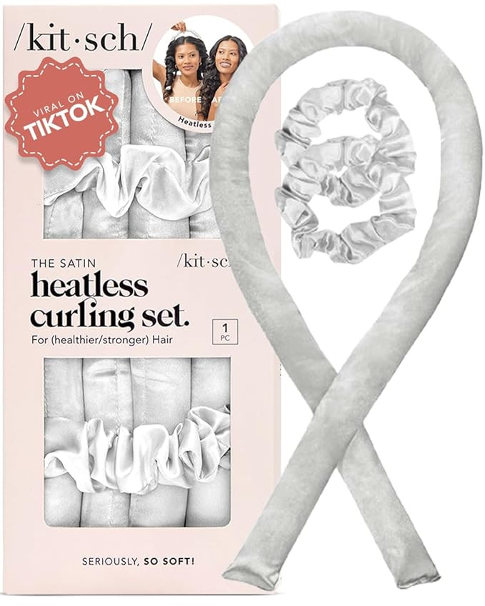 Kitsch Satin Overnight Ivory Hair Curlers Set - Heatless Curling Headband and Soft Rollers for Ef... | Amazon (US)