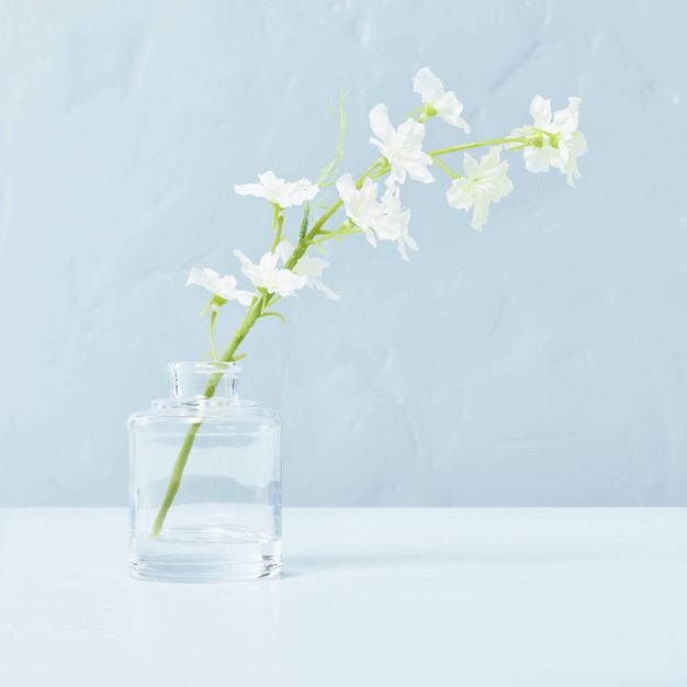 Faux White Delphinium Flower Stem Glass Arrangement - Hearth & Hand™ with Magnolia | Target