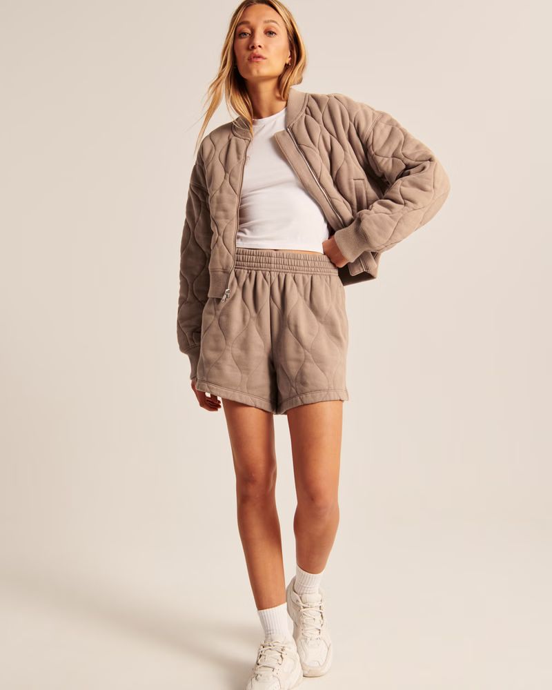 Women's High Rise Quilted Shorts | Women's | Abercrombie.com | Abercrombie & Fitch (US)