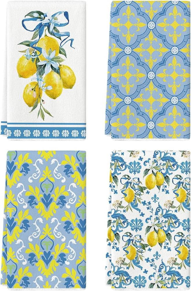 Artoid Mode Lemon Flowers Floral Summer Kitchen Towels Dish Towels, 18x26 Inch Hello Sunshine Sea... | Amazon (US)