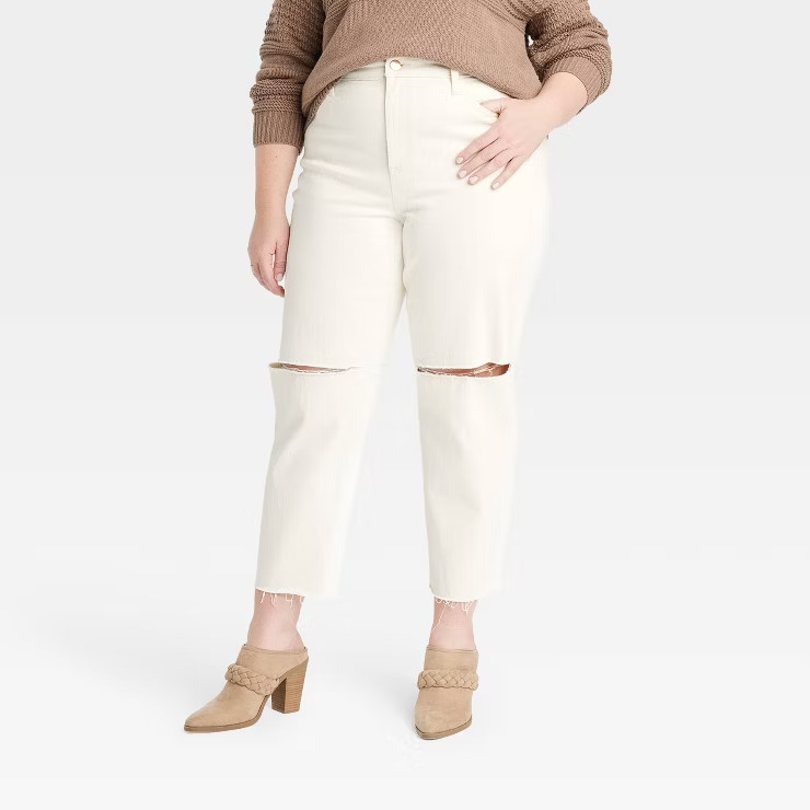 Women's Super-High Rise Curvy Vintage Straight Jeans - Universal Thread™ White | Target
