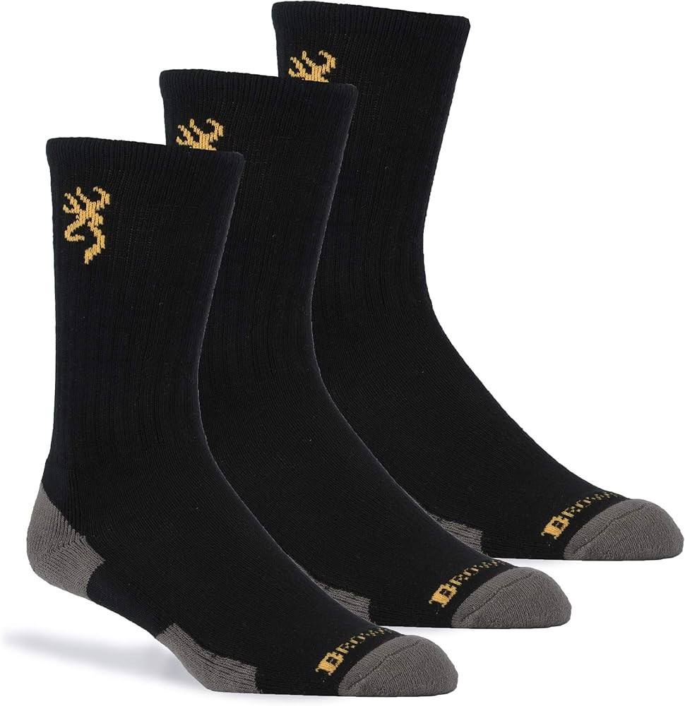 Browning Everyday Lightweight Buckmark Socks, 3 Pairs Soft Knit All Season Crew Socks | Amazon (US)