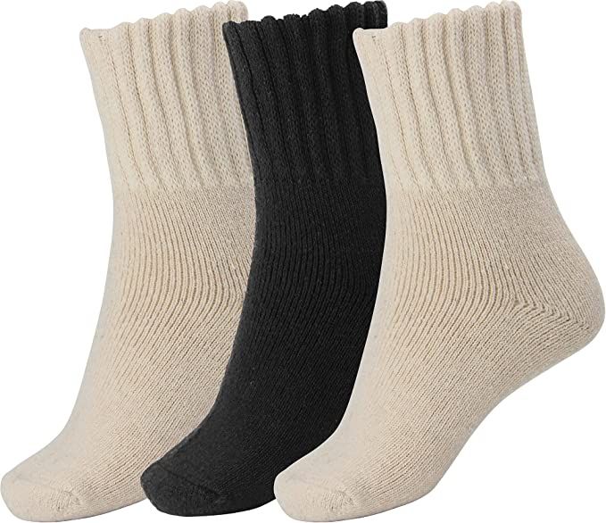 Amazon.com: BomKinta Women Winter Solid Boots Socks Thick Warm Wool Socks Cozy Crew Socks Christm... | Amazon (US)