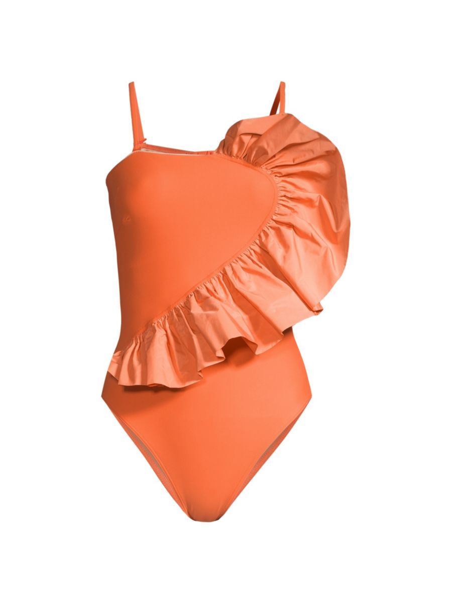 Tanya Taylor Sarita Ruffled Cutout One-Piece Swimsuit | Saks Fifth Avenue