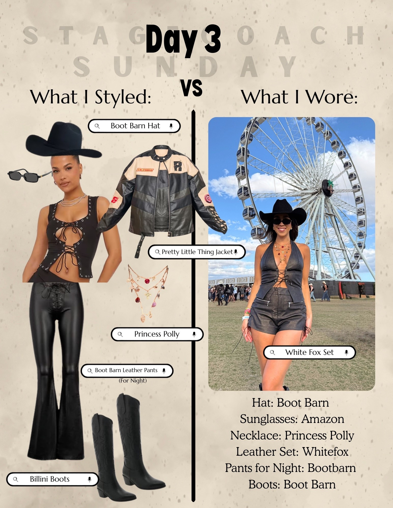 Stagecoach outfit inspo: day 3 🖤🎸🎡 #festival #stagecoach #leatherlook #black #edgyoutfit #whitefox #prettylittlething #edikted #bootbarn #countryconcert #concertinspo #racerjacket

#LTKFestival #LTKootd