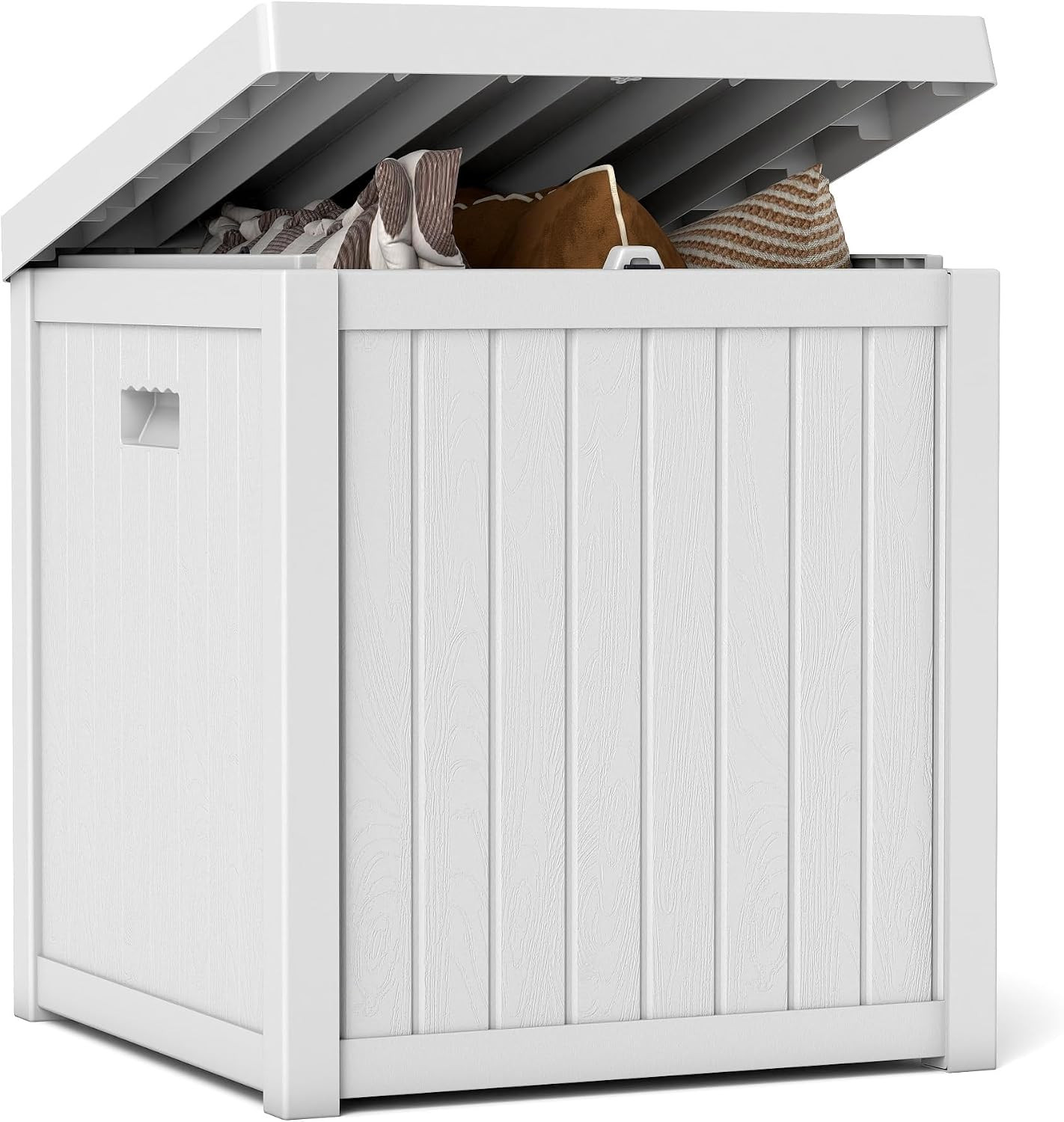 51 Gallon Resin Deck Box, Outdoor Storage Box Waterproof for Patio, Garden, Pool, and Deck, Storage Solution for Cushions, Tools, Delivery Packages, White | Amazon (US)