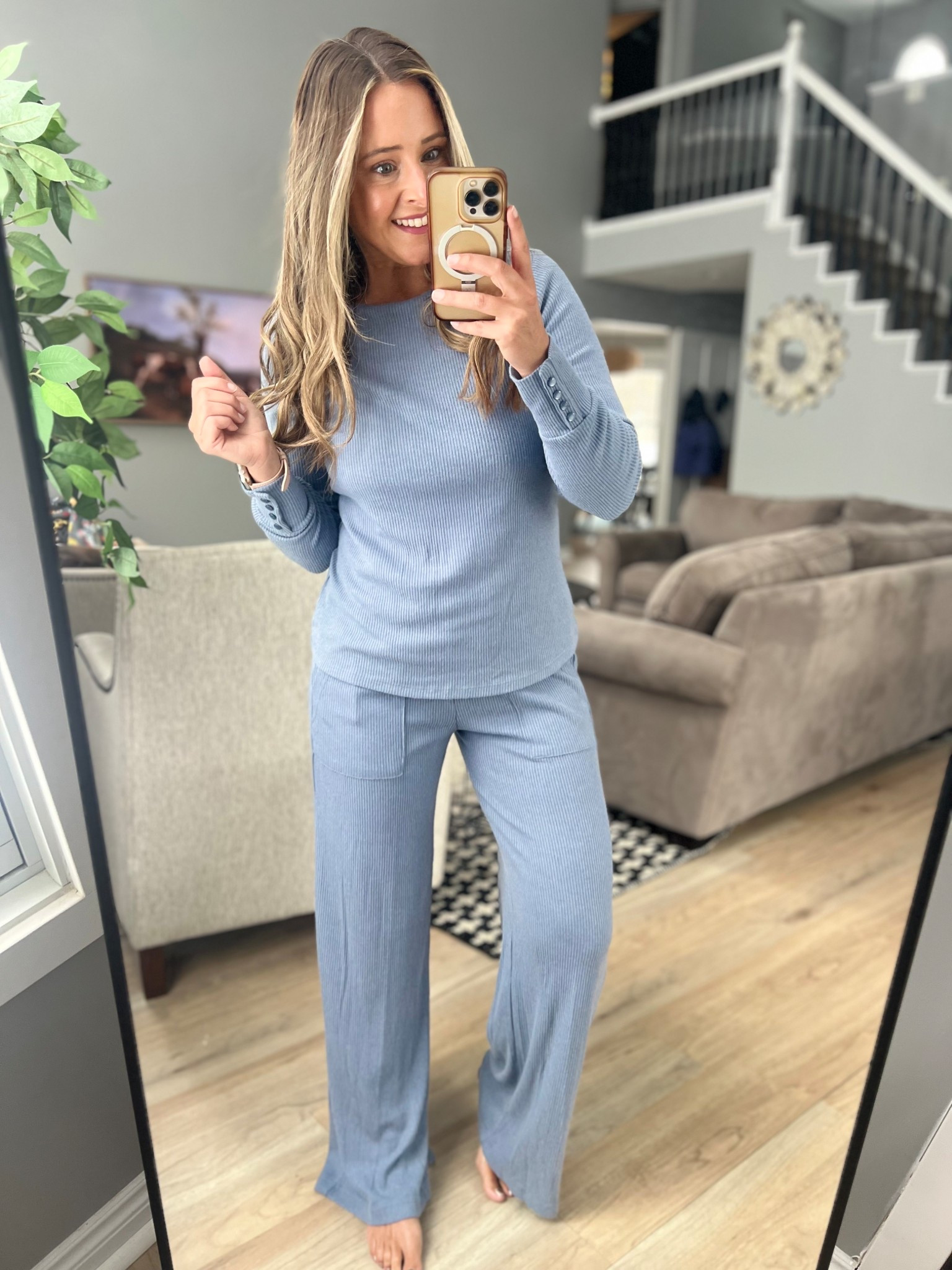 Obsessed with this lounge set!! I’ve been living in it after work all week! Grab it on sale now! Wearing a small in both top and bottom  

#LTKOver40 #LTKFindsUnder50 #LTKSaleAlert