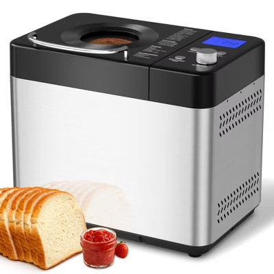 EUHOMY 23 in 1 Bread Maker, 3 Loaf Sizes, Preprogrammed Menu, Delay Timer, Digital Control, Stainless Steel, Compact Machine, for Beginner, Silver | Target