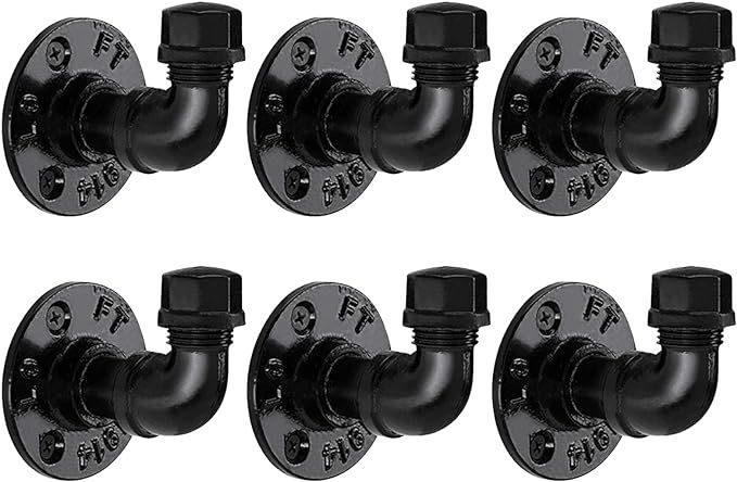 Pynsseu Industrial Pipe Hooks 6 Pack, Pynsseu Iron Robe and Towel Hook, Heavy Duty DIY Wall Mount... | Amazon (US)