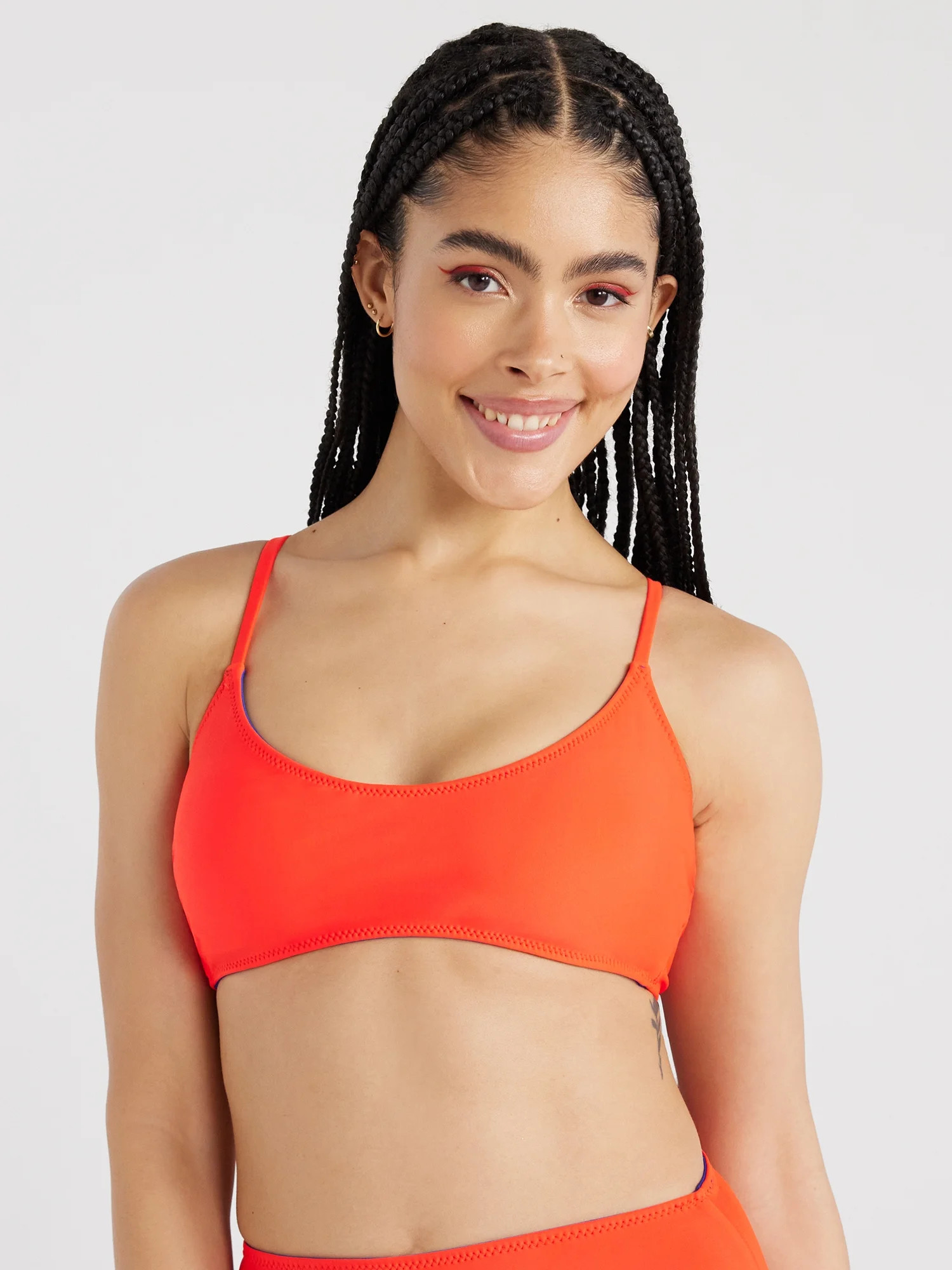 No Boundaries Reversible Bralette Swim Top with Mid Rise Bikini Bottoms, 2-Piece Set, Sizes S-XXL... | Walmart (US)