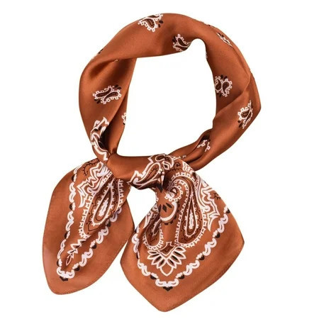MEICHEN Bandanas for Women Trendy Summer Satin Headband Scarf Cashew Flower Prints Square Silk Scarf Luxury Silk Scarf Brown | Walmart (US)