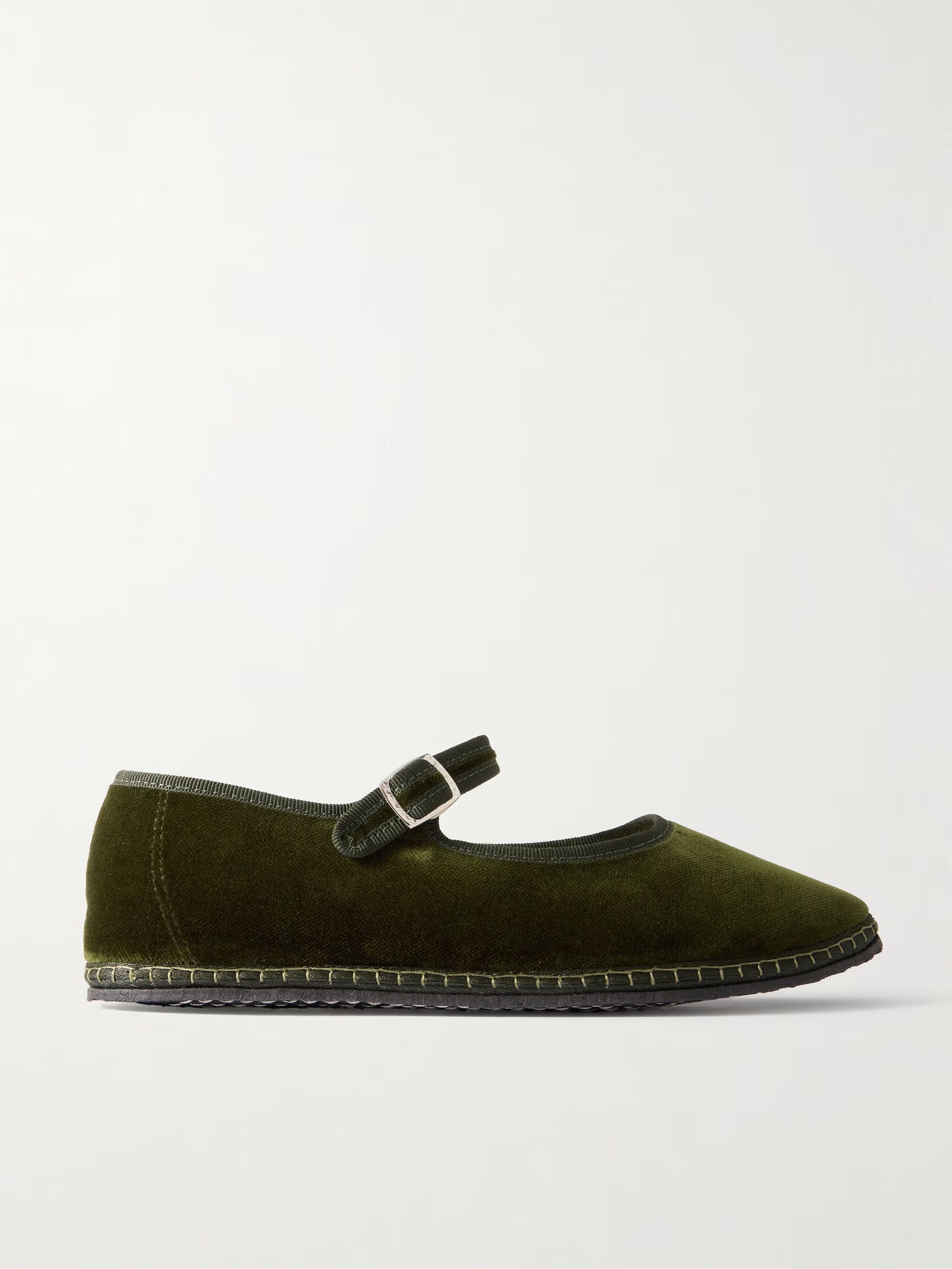 Grosgrain-trimmed velvet Mary Jane slippers | NET-A-PORTER (US)