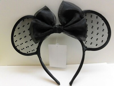 Japan Tokyo Disney Resort Store Ears HeadBand Hat New! Lace polka dots Black | eBay US