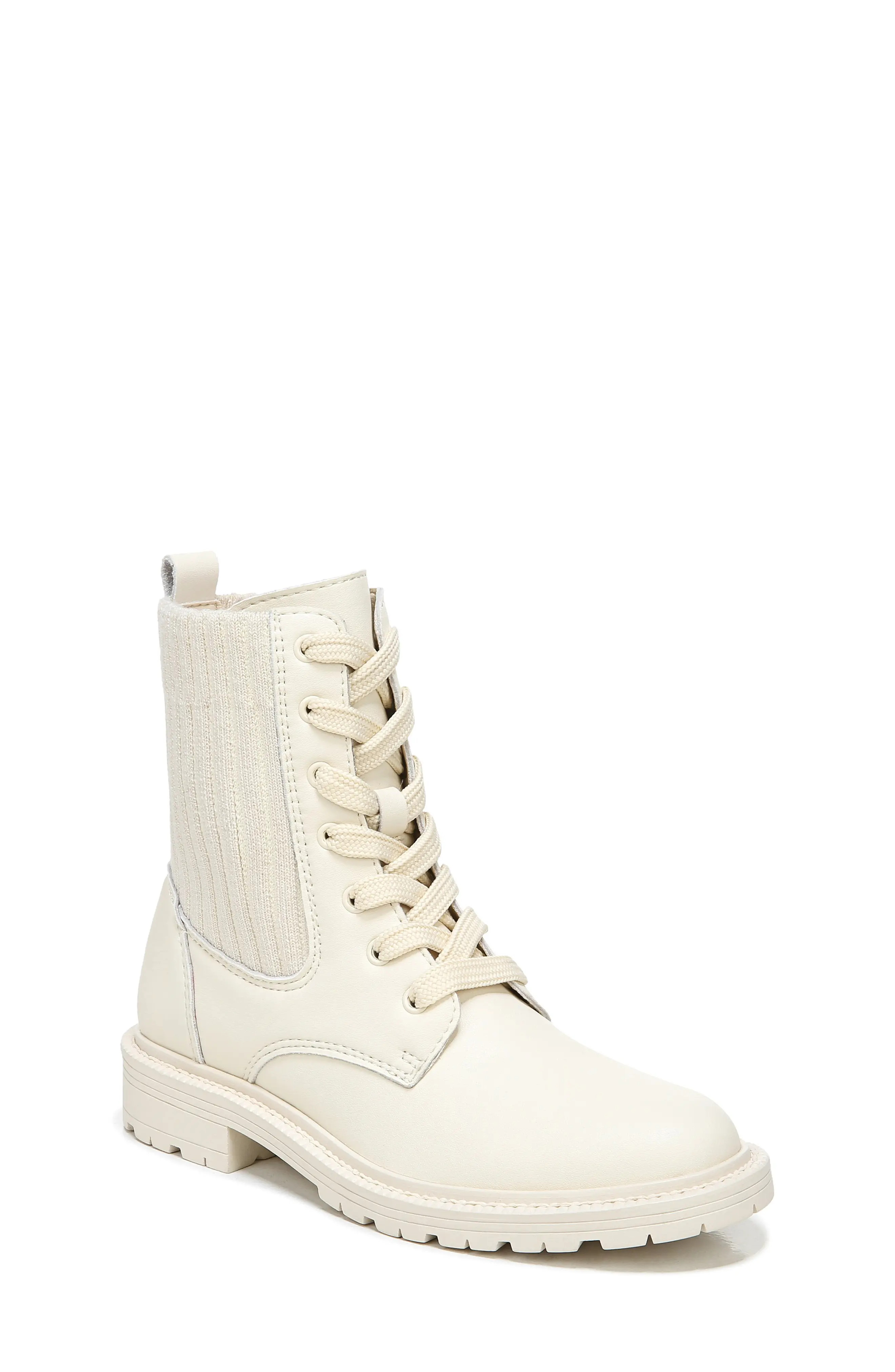 Sam Edelman Lydell Mini Ribbed Combat Boot in Modern Ivory at Nordstrom, Size 1 M | Nordstrom