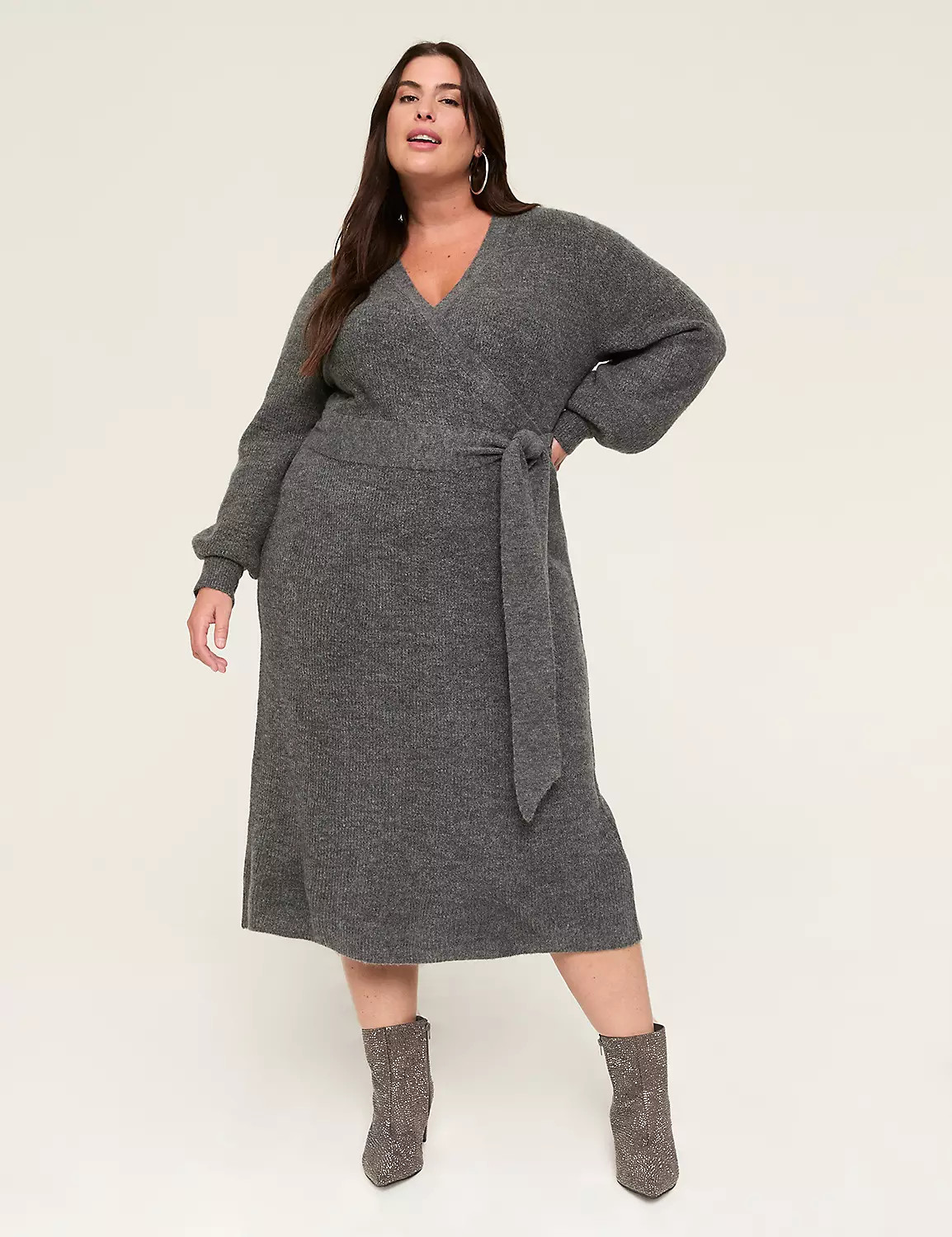 Faux-Wrap Sweater Midi Dress | Lane Bryant (US)