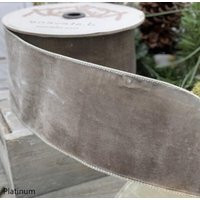 4"" D Stevens Platinum Grey Lush Velvet Wired Ribbon - 10 Yards | Etsy (US)