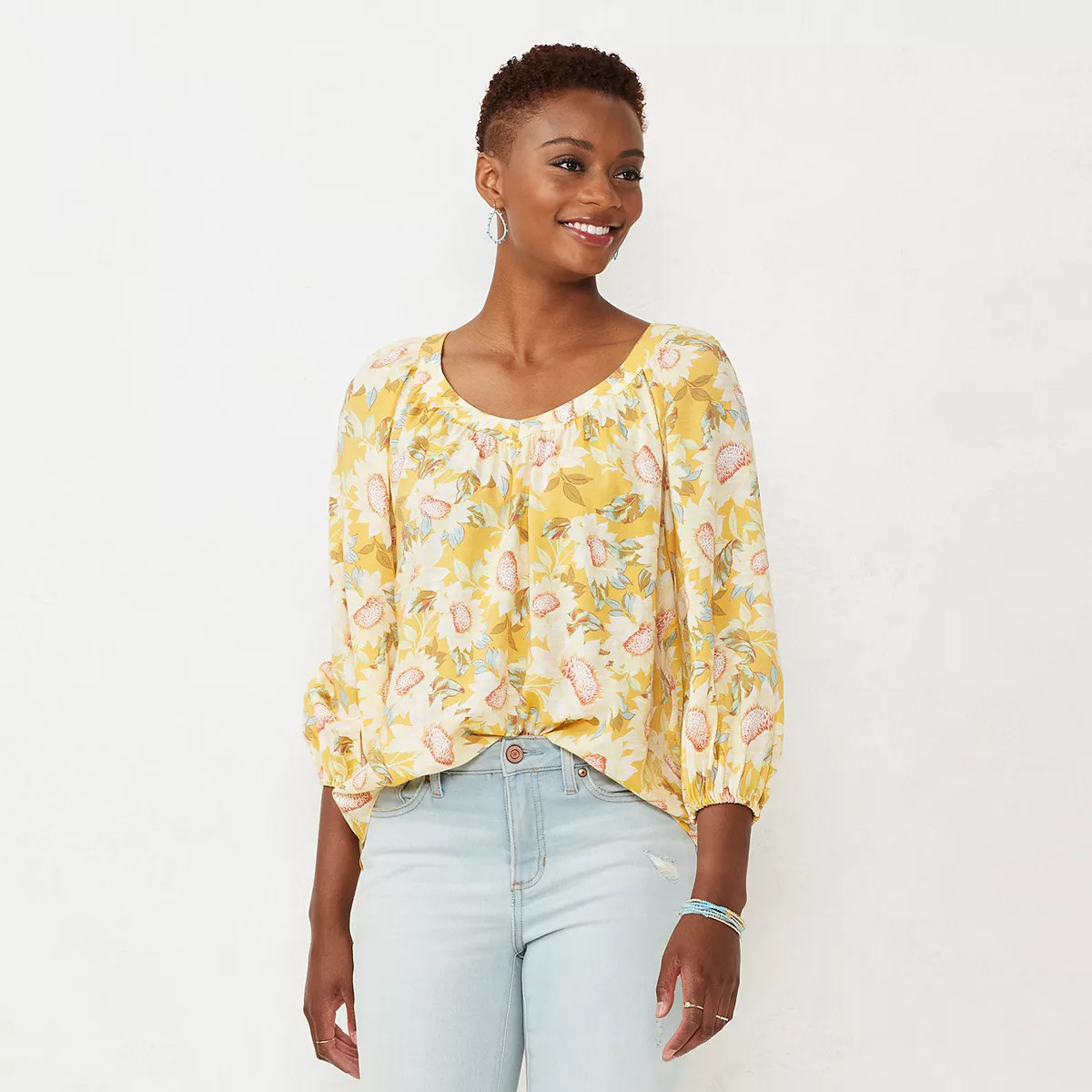 Women's LC Lauren Conrad Banded Neck Peasant Blouse | Kohl's