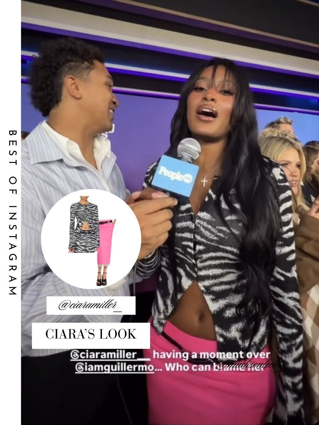 Ciara Miller’s Zebra Cardigan and Pink Midi Skirt 📸 = @ciaramiller__