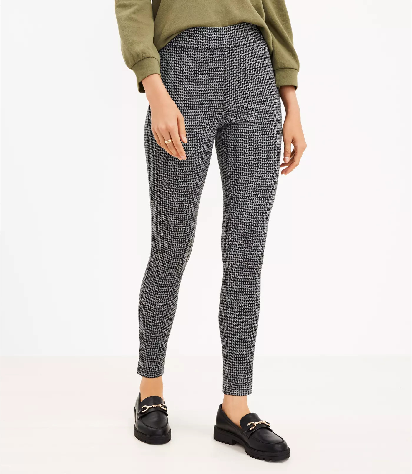 Petite Houndstooth Ponte Leggings | LOFT
