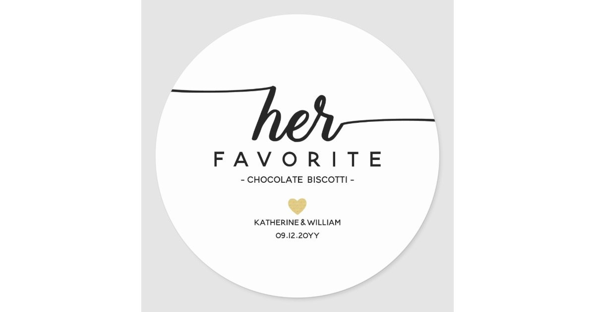 Her Favorite Modern Script Wedding Date favor Classic Round Sticker | Zazzle.com | Zazzle