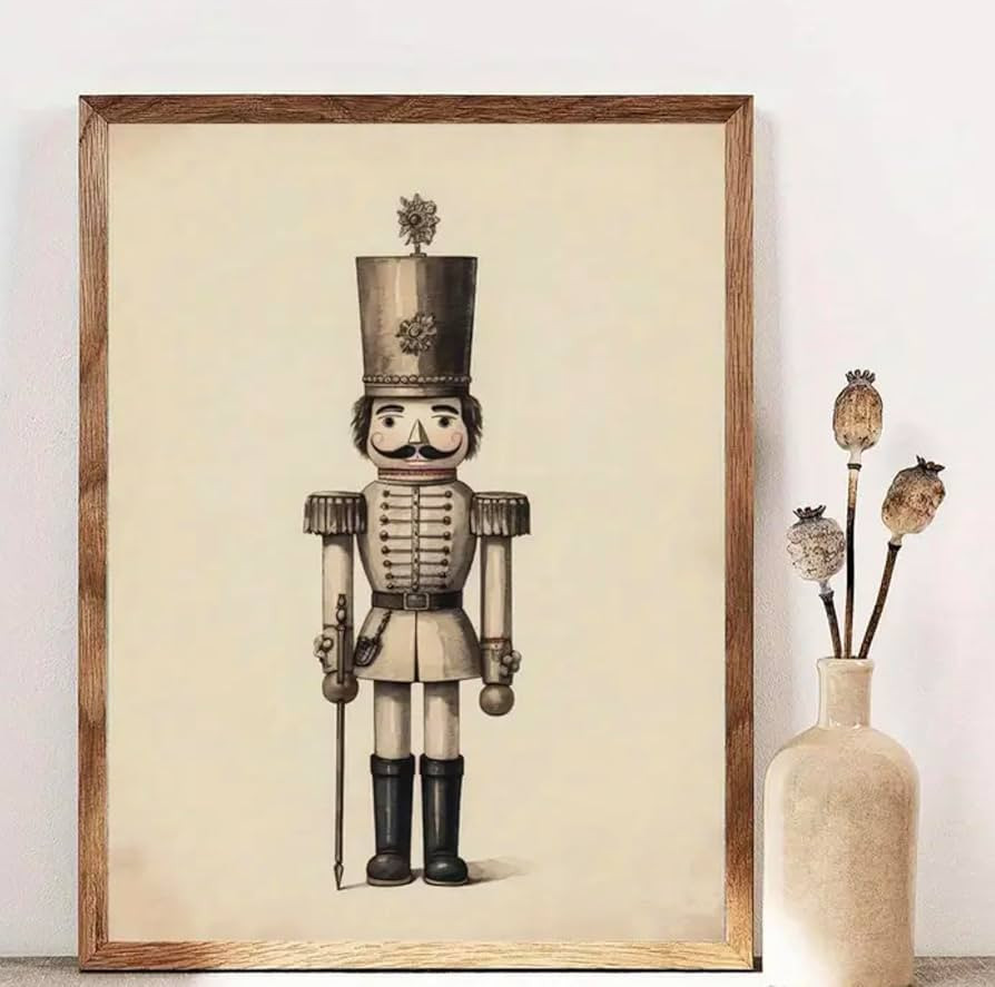 Vintage Nutcracker Canvas Art Print, Unframed Holiday Wall Decor, Christmas Gift | Amazon (CA)