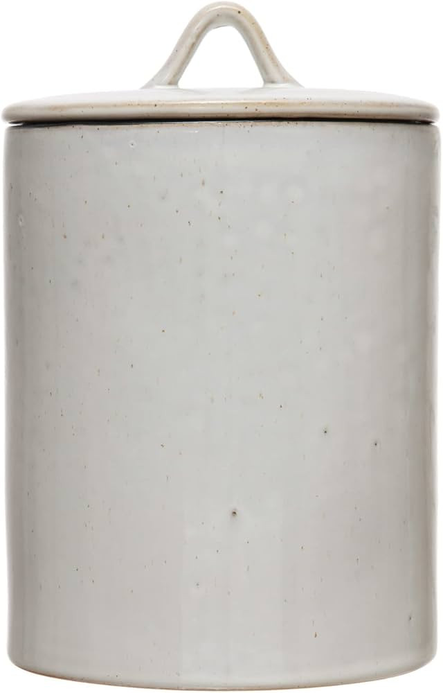 Creative Co-Op Stoneware Food Storage Container with Reactive Glaze Canister, White | Amazon (US)