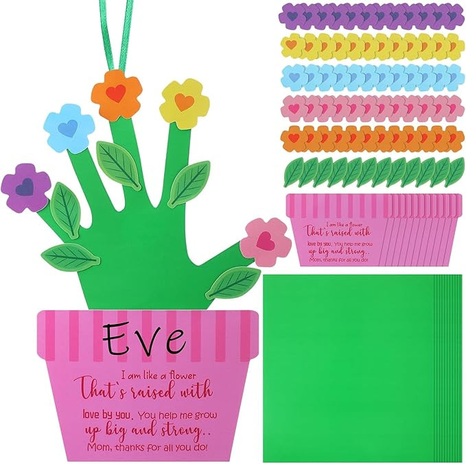 Syhood 24 Set Mother's Day Craft Kit Handprint Flowers Pot for Mom Inspirational DIY Craft Kit Gi... | Amazon (US)