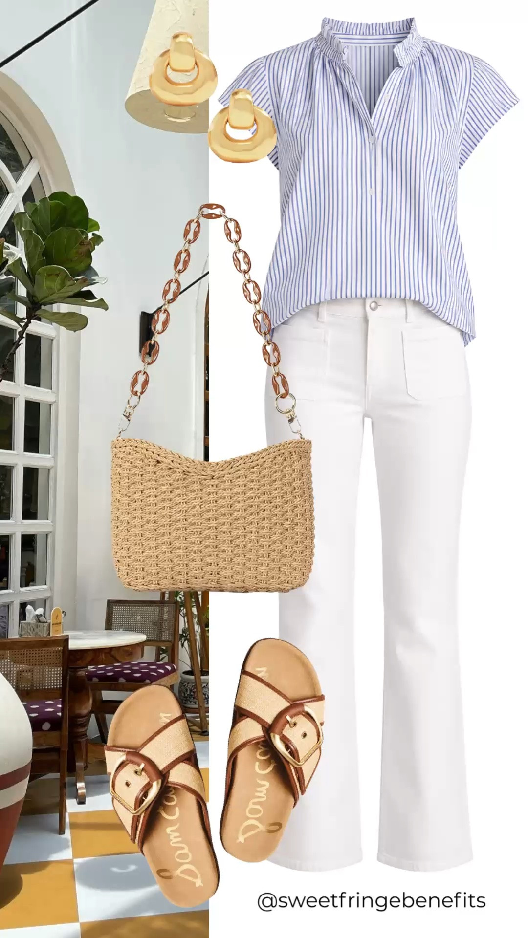 There’s something about a blue-and-white stripe with white denim that always feels fresh to me. I’d keep the accessories simple here and let that pretty striped top be the thing that pulls it all together.

#LTKgrwm #LTKdayinmylife #LTKootd