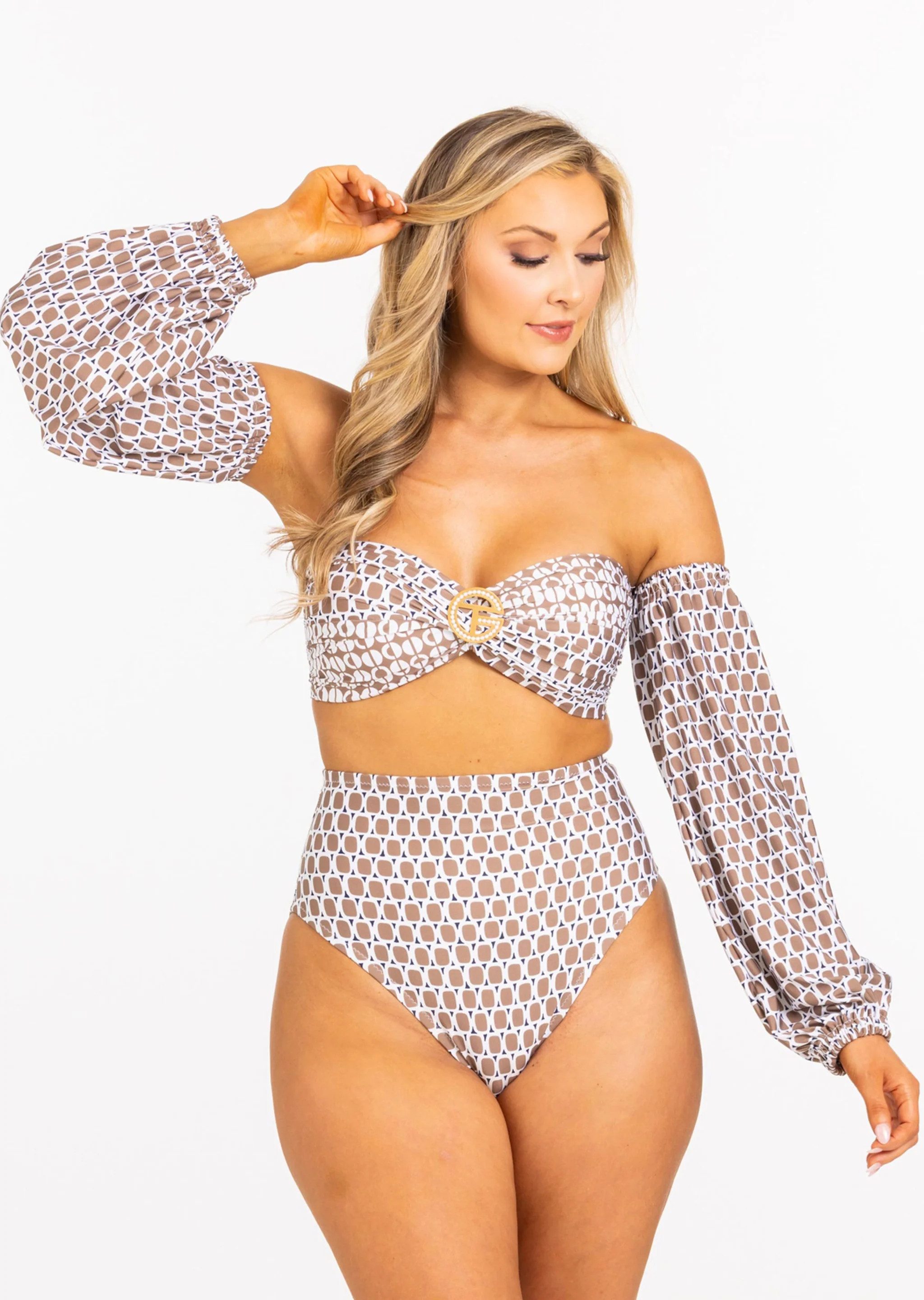 Milan Twist Bandeau Top with Tara Grinna Broach (MN-136B) | Tara Grinna