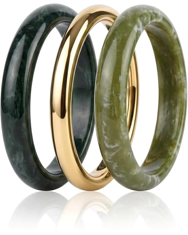 Chunky Resin Bangle Bracelets for Women, Trendy Acrylic Exaggerated Wide Geometric Bangle Set Thi... | Amazon (US)