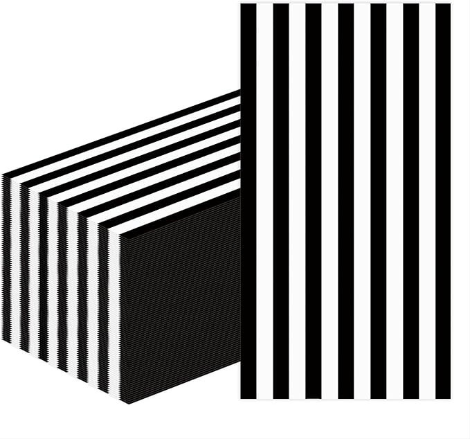 HEIPINIUYE 50 Pieces 3-ply Striped Paper Napkins Black and White Guest Towels Disposable Hand Tow... | Amazon (US)
