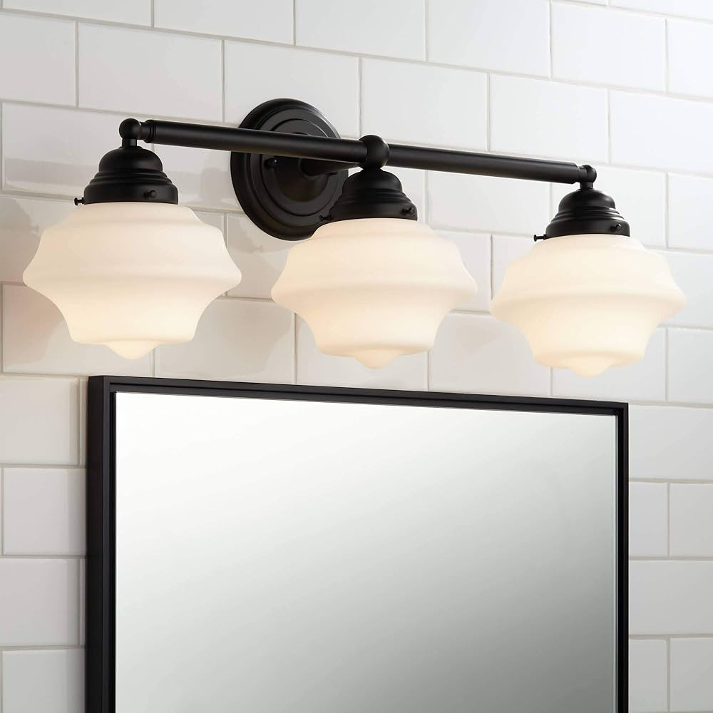 Possini Euro Design Astrid Modern Wall Light Black Metal Hardwired 27 1/4" 3-Light Fixture Opal W... | Amazon (US)