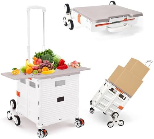 Foldable Utility Cart with Stair Climbing Wheels,Collapsible Rolling Crate with Magnetic Lid Tele... | Amazon (US)