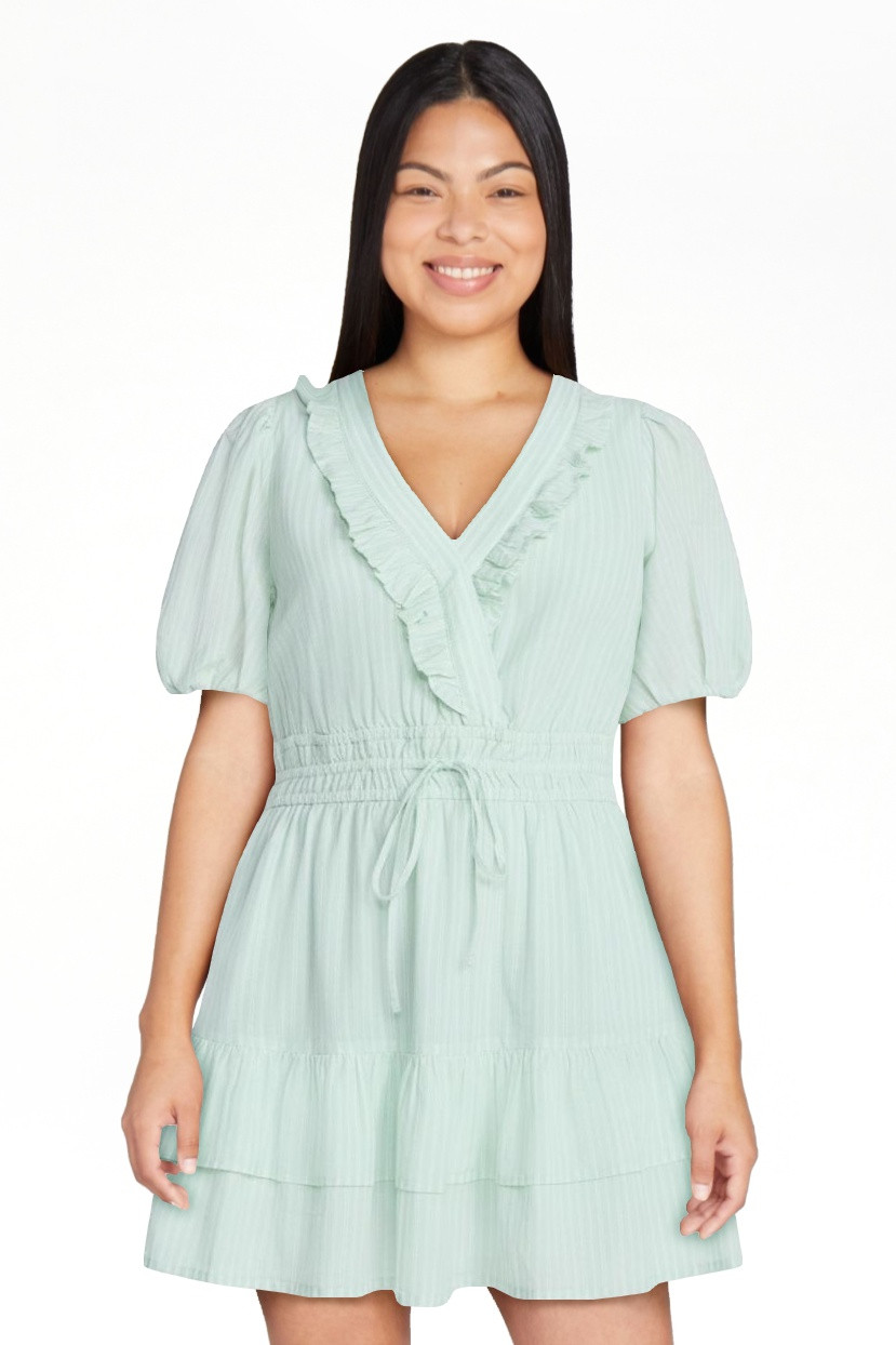 Free Assembly Women's Tiered Ruffle Mini Dress with Short Puff Sleeves, Sizes XS-XXL | Walmart (US)