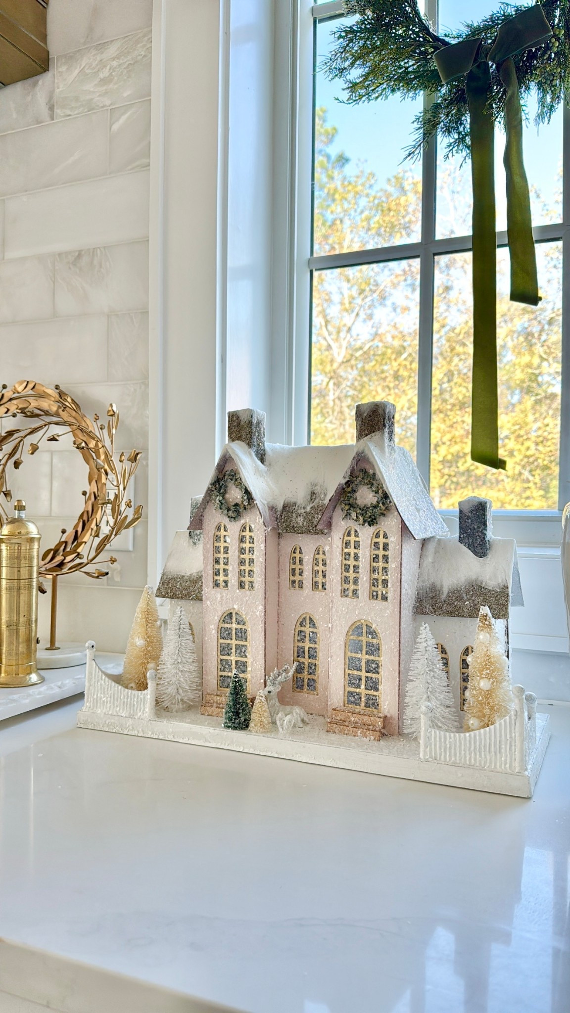 Pink Christmas house from Cailini Coastal 

#LTKSeasonal #LTKHoliday #LTKHome