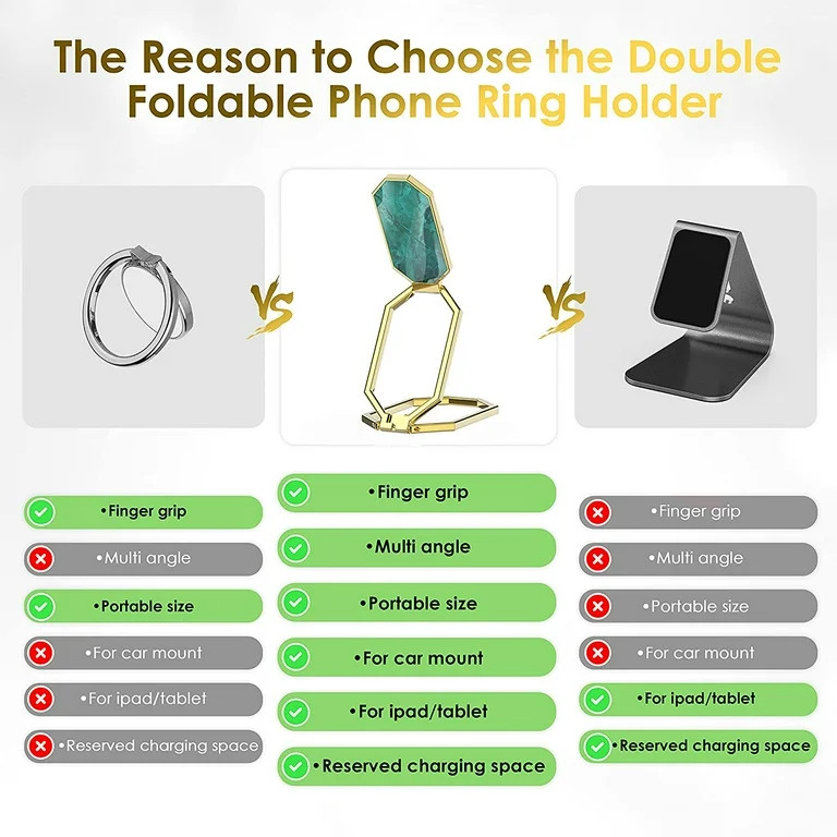 Cell Phone Ring Holder Finger Kickstand, Foldable Phone Ring Stand 360 Rotation Metal Back Grip H... | Walmart (US)