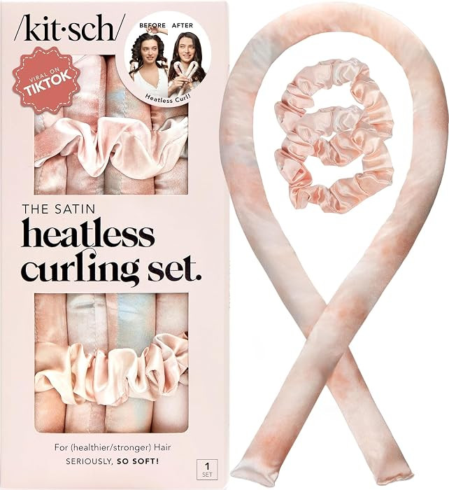 Kitsch Satin Heatless Curls Overnight Set - Sunset Tie Dye | Amazon (US)