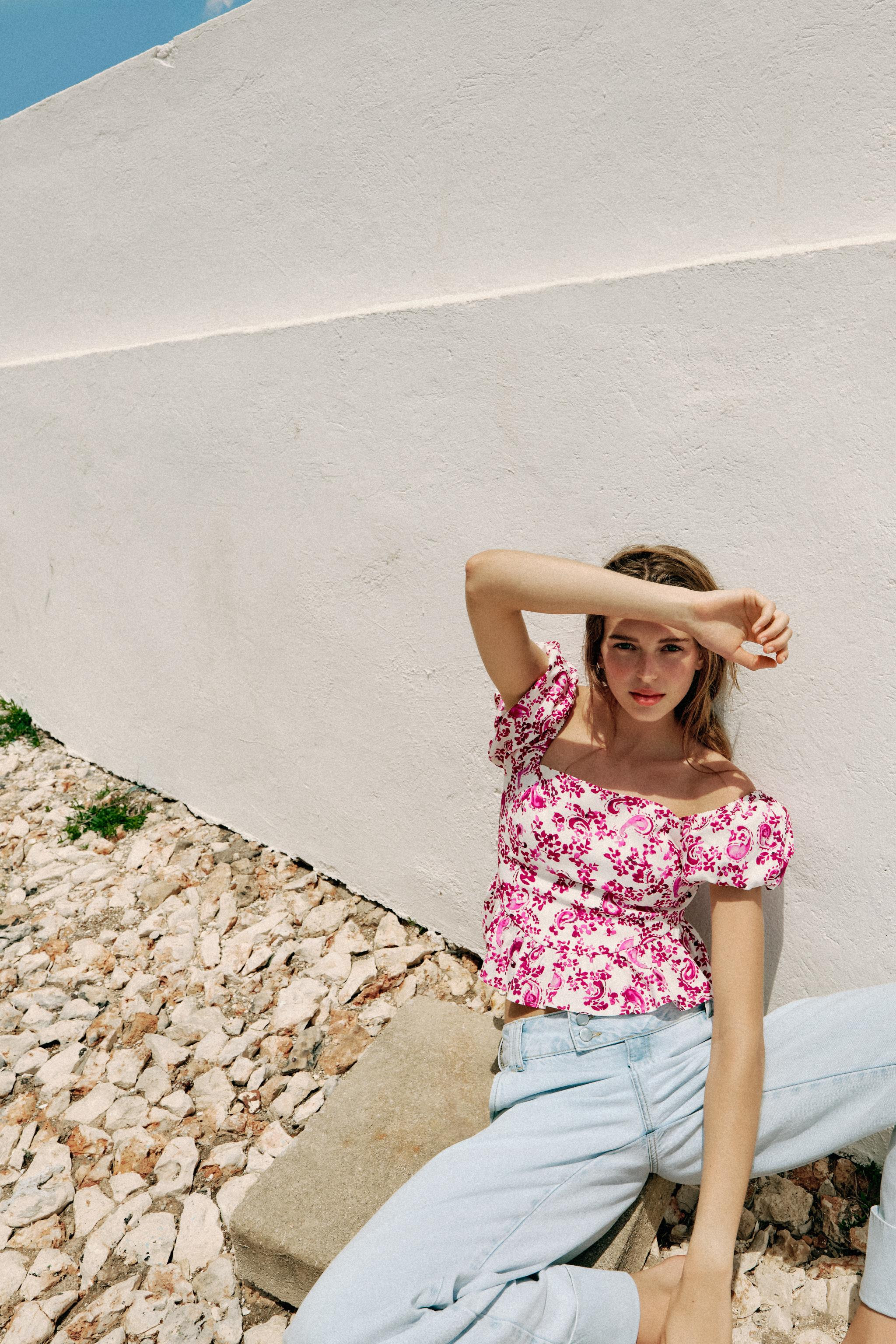 PRINTED BUSTIER TOP | Zara US