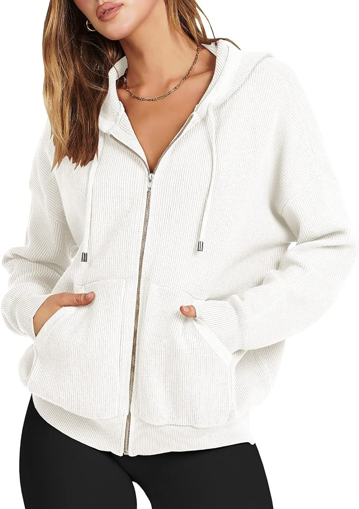 ANRABESS Women's Hoodies Sweatshirts Long Sleeve Zip Up Casual Drawstring Hooded Jacket Sweater C... | Amazon (US)