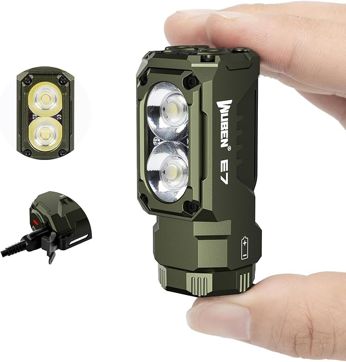 WUBEN E7 1800 Lumen Rechargeable Mini Flashlight with Magnet - Super Bright 6 Modes ArmyGreen EDC... | Amazon (US)