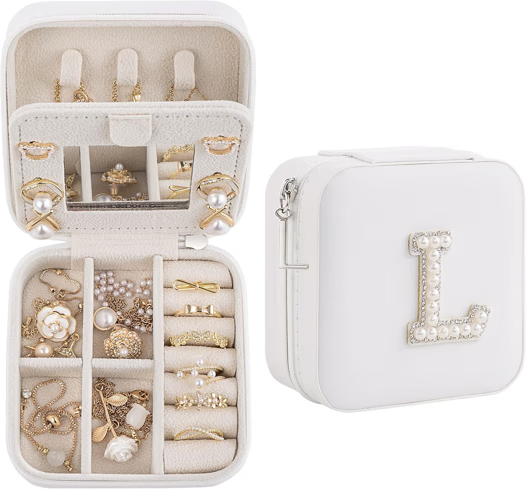 Birthday Gifts For Women, Initial Jewelry Box, Travel Jewelry Case, Gifts for Wife Girlfriend, Sm... | Amazon (US)