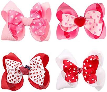 Hair Bow Clips Pin Girls Hairclips Ribbon Hairpins Bowknot for Valentines Days JHV14 (A) | Amazon (US)