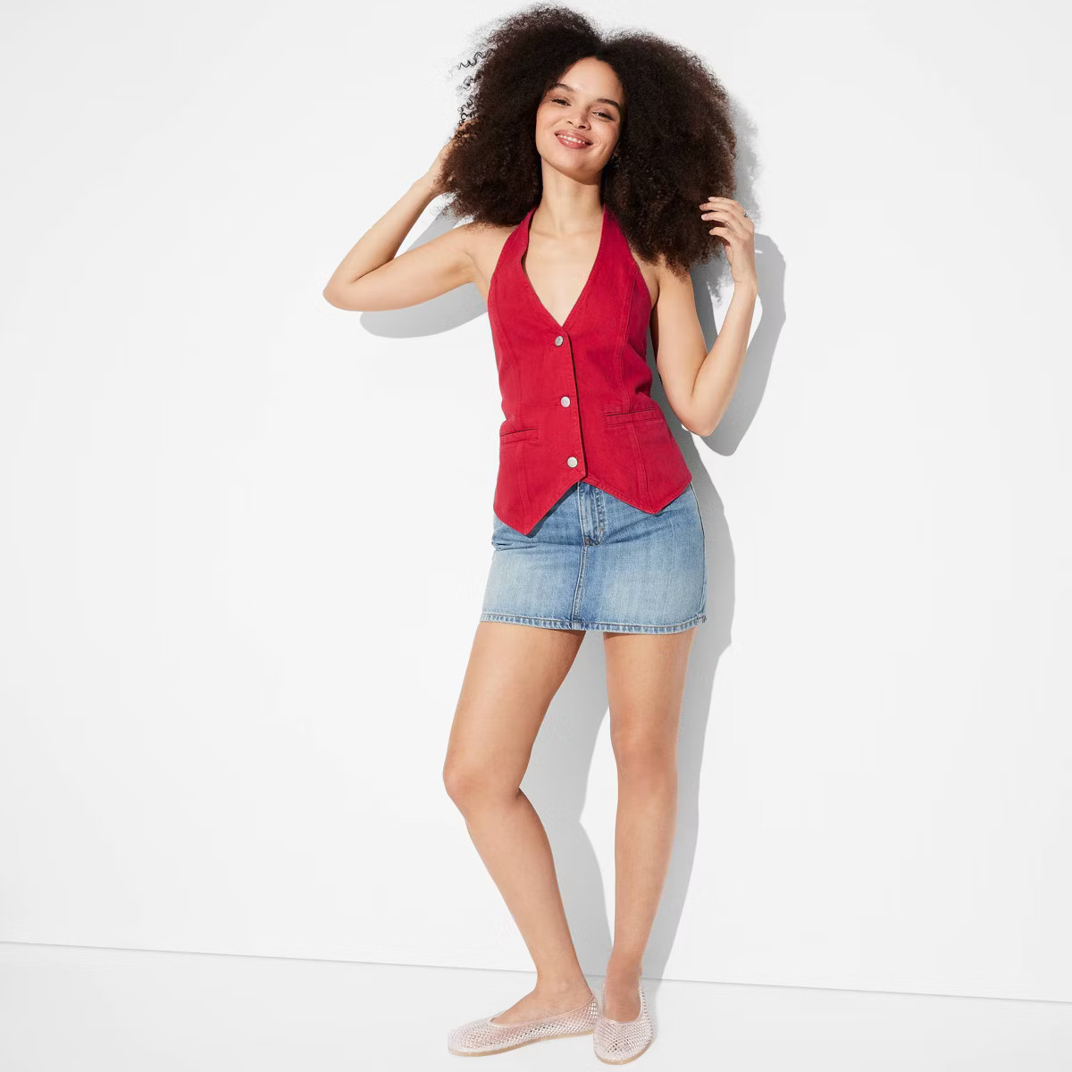 Women's Open-Back Halter Denim Vest - Wild Fable™ | Target