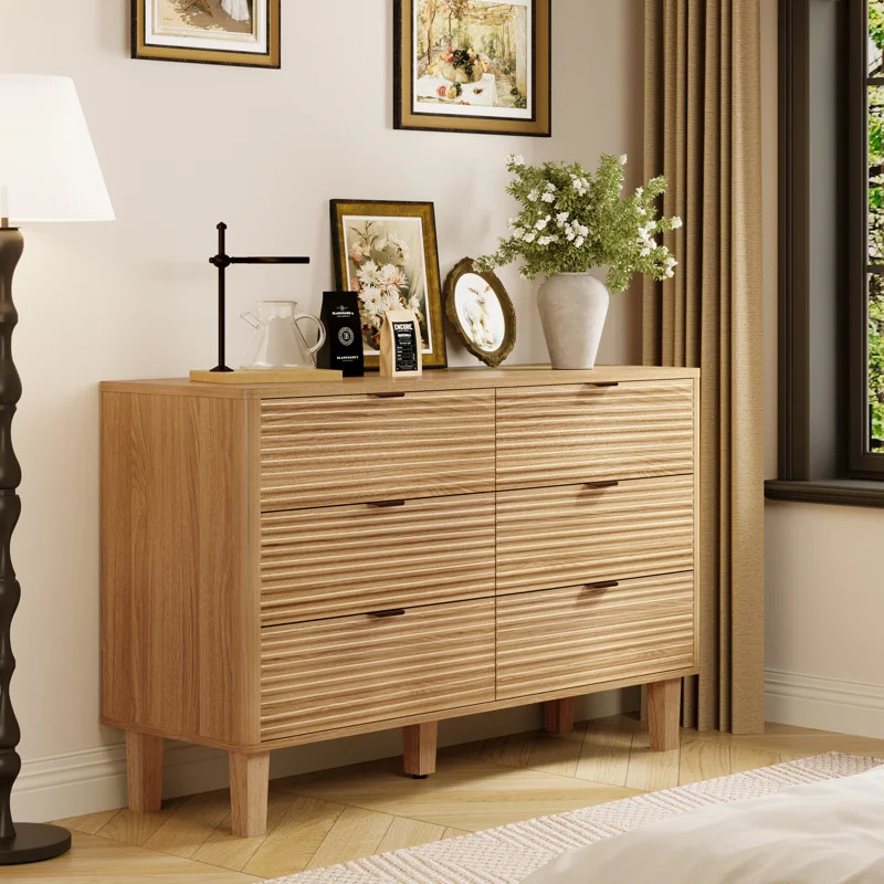 Grantville 6 Drawer Dresser, 47.2" W Double Dresser, Wood Dresser For Bedroom, Chest Of Drawers O... | Wayfair North America