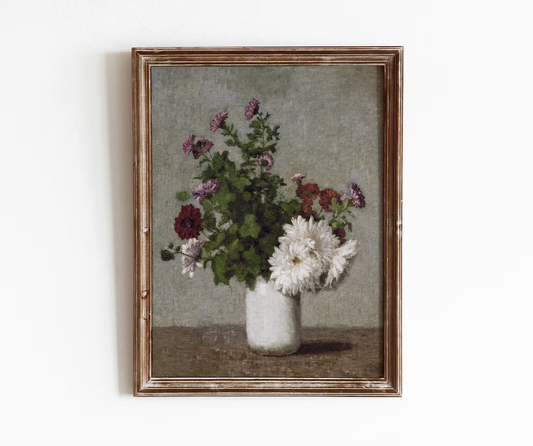 Floral Arrangement | Vintage Bouquet Painting | Botanical Flower Art | Digital Download | 256 | Etsy (US)